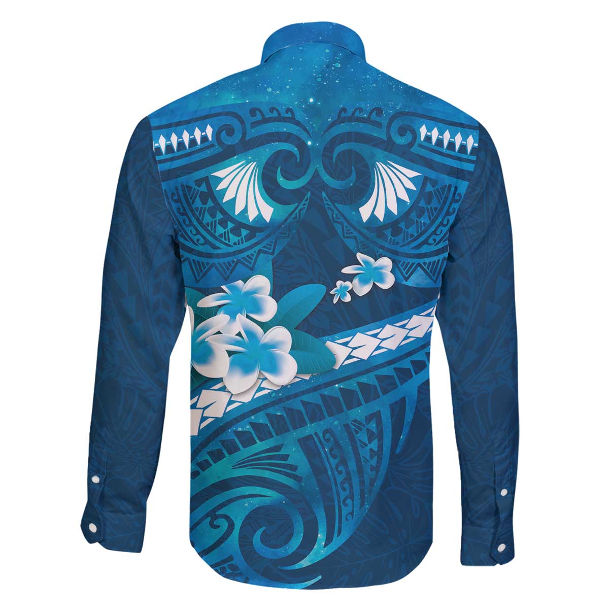 Blue Polynesia Family Matching Off Shoulder Short Dress and Hawaiian Shirt Tribal Pattern Tropical Frangipani LT14 - Polynesian Pride