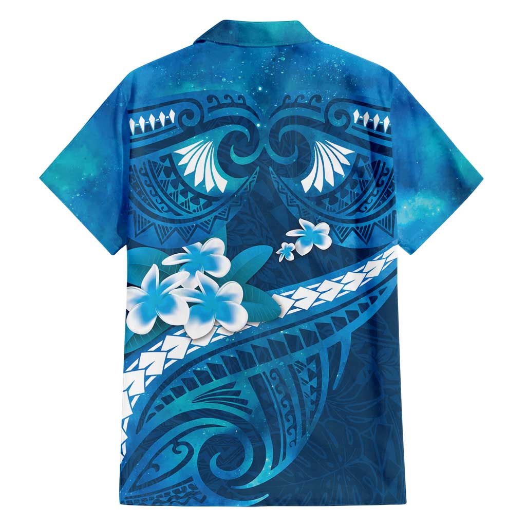 Blue Polynesia Family Matching Summer Maxi Dress and Hawaiian Shirt Tribal Pattern Tropical Frangipani LT14 - Polynesian Pride
