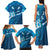 Blue Polynesia Family Matching Tank Maxi Dress and Hawaiian Shirt Tribal Pattern Tropical Frangipani