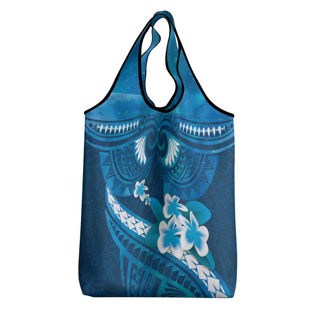 Blue Polynesia Grocery Bag Tribal Pattern Tropical Frangipani LT14 - Polynesian Pride