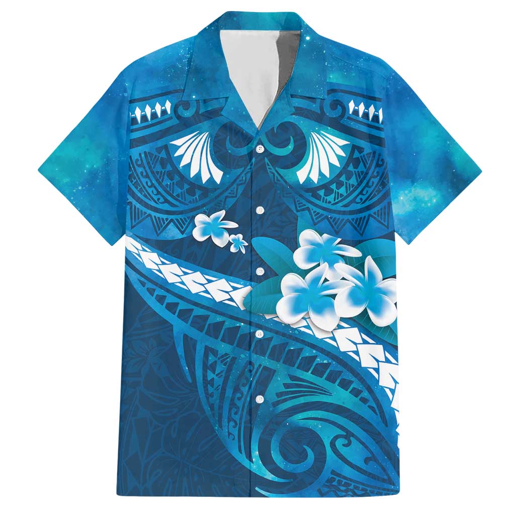 Blue Polynesia Hawaiian Shirt Tribal Pattern Tropical Frangipani LT14 Blue - Polynesian Pride