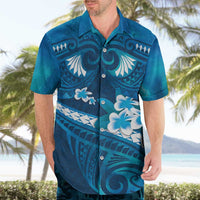 Blue Polynesia Hawaiian Shirt Tribal Pattern Tropical Frangipani LT14 - Polynesian Pride
