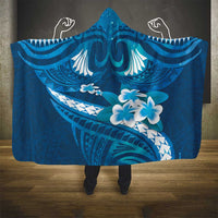 Blue Polynesia Hooded Blanket Tribal Pattern Tropical Frangipani LT14 - Polynesian Pride