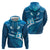 Blue Polynesia Hoodie Tribal Pattern Tropical Frangipani