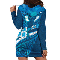 Blue Polynesia Hoodie Dress Tribal Pattern Tropical Frangipani LT14 - Polynesian Pride