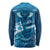 Blue Polynesia Long Sleeve Shirt Tribal Pattern Tropical Frangipani