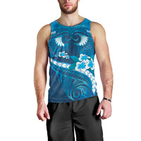 Blue Polynesia Men Tank Top Tribal Pattern Tropical Frangipani LT14 - Polynesian Pride