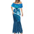 Blue Polynesia Mermaid Dress Tribal Pattern Tropical Frangipani