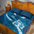 Blue Polynesia Quilt Bed Set Tribal Pattern Tropical Frangipani