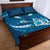 Blue Polynesia Quilt Bed Set Tribal Pattern Tropical Frangipani