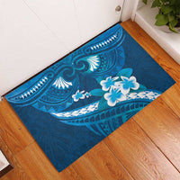 Blue Polynesia Rubber Doormat Tribal Pattern Tropical Frangipani LT14 - Polynesian Pride