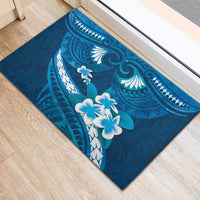 Blue Polynesia Rubber Doormat Tribal Pattern Tropical Frangipani LT14 - Polynesian Pride
