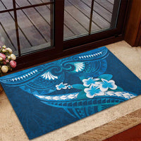 Blue Polynesia Rubber Doormat Tribal Pattern Tropical Frangipani LT14 - Polynesian Pride