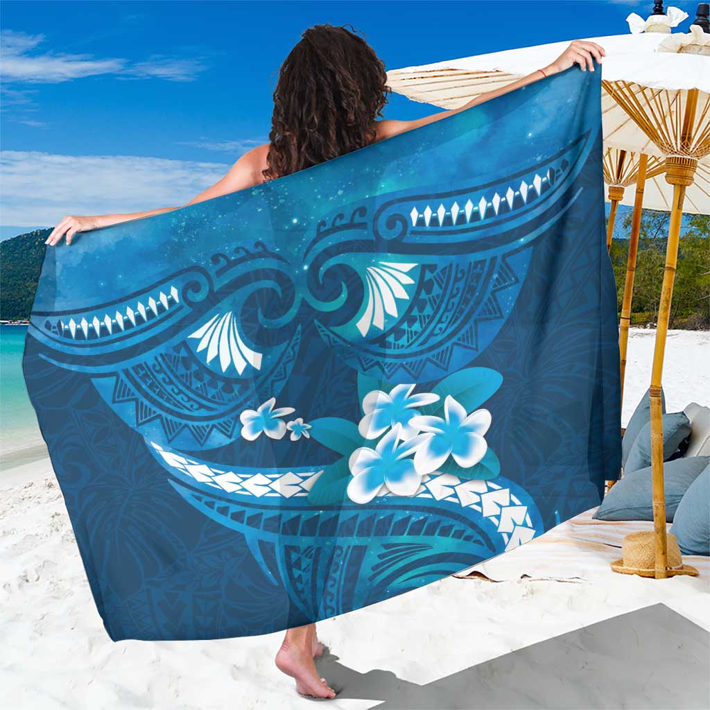 Blue Polynesia Sarong Tribal Pattern Tropical Frangipani