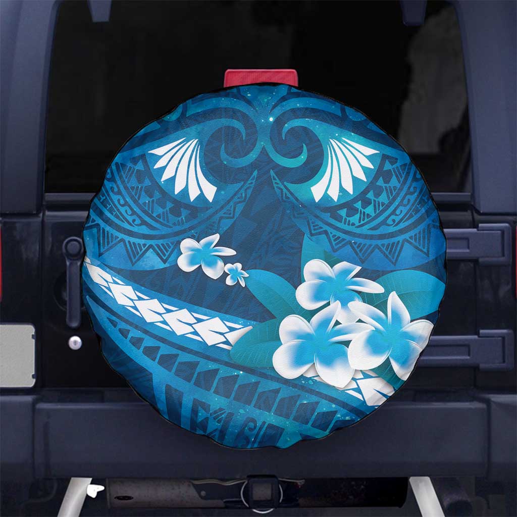 Blue Polynesia Spare Tire Cover Tribal Pattern Tropical Frangipani LT14 - Polynesian Pride
