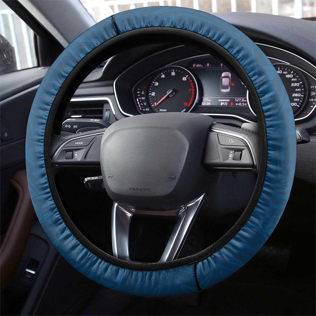 Blue Polynesia Steering Wheel Cover Tribal Pattern Tropical Frangipani LT14 - Polynesian Pride