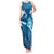 Blue Polynesia Tank Maxi Dress Tribal Pattern Tropical Frangipani