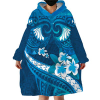 Blue Polynesia Wearable Blanket Hoodie Tribal Pattern Tropical Frangipani LT14 - Polynesian Pride
