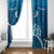 Blue Polynesia Window Curtain Tribal Pattern Tropical Frangipani