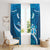 Blue Polynesia Window Curtain Tribal Pattern Tropical Frangipani