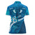 Blue Polynesia Women Polo Shirt Tribal Pattern Tropical Frangipani