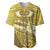 Gold Polynesia Baseball Jersey Tribal Pattern Tropical Frangipani