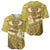 Gold Polynesia Baseball Jersey Tribal Pattern Tropical Frangipani