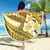 Gold Polynesia Beach Blanket Tribal Pattern Tropical Frangipani