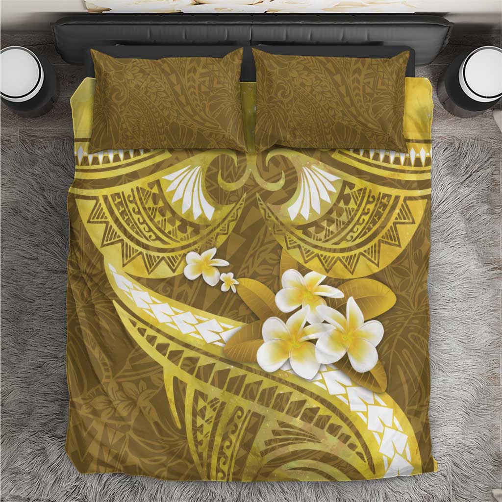 Gold Polynesia Bedding Set Tribal Pattern Tropical Frangipani