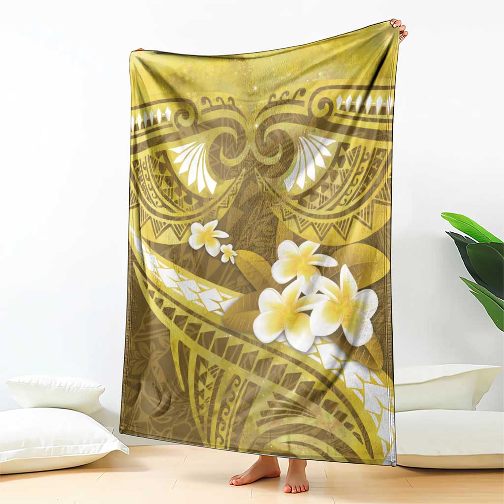 Gold Polynesia Blanket Tribal Pattern Tropical Frangipani LT14 - Polynesian Pride