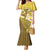 Gold Polynesia Family Matching Mermaid Dress and Hawaiian Shirt Tribal Pattern Tropical Frangipani