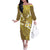 Gold Polynesia Family Matching Off The Shoulder Long Sleeve Dress and Hawaiian Shirt Tribal Pattern Tropical Frangipani