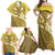 Gold Polynesia Family Matching Off Shoulder Maxi Dress and Hawaiian Shirt Tribal Pattern Tropical Frangipani