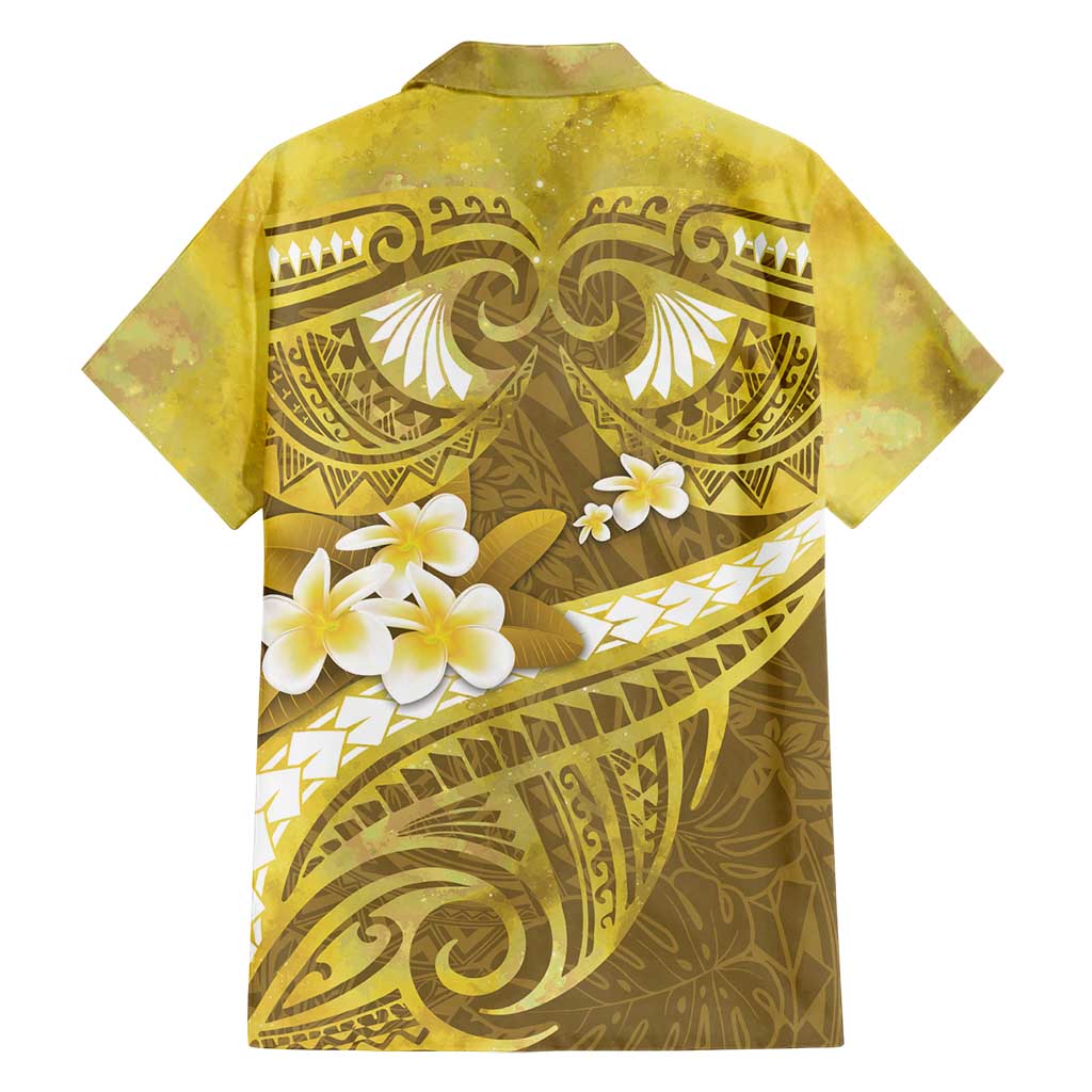 Gold Polynesia Family Matching Off Shoulder Maxi Dress and Hawaiian Shirt Tribal Pattern Tropical Frangipani LT14 - Polynesian Pride