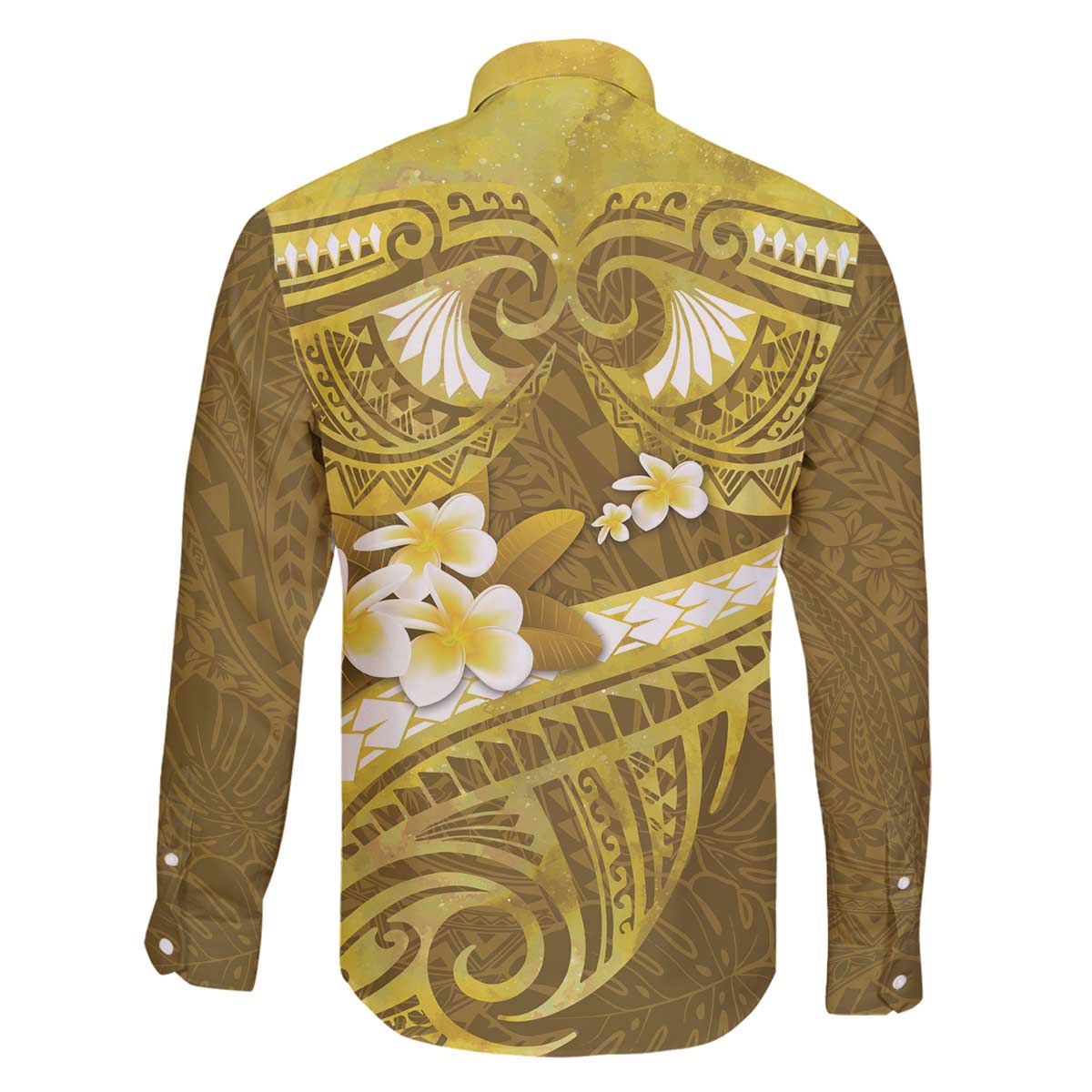 Gold Polynesia Family Matching Off Shoulder Short Dress and Hawaiian Shirt Tribal Pattern Tropical Frangipani LT14 - Polynesian Pride