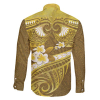 Gold Polynesia Family Matching Puletasi and Hawaiian Shirt Tribal Pattern Tropical Frangipani LT14 - Polynesian Pride