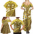 Gold Polynesia Family Matching Summer Maxi Dress and Hawaiian Shirt Tribal Pattern Tropical Frangipani