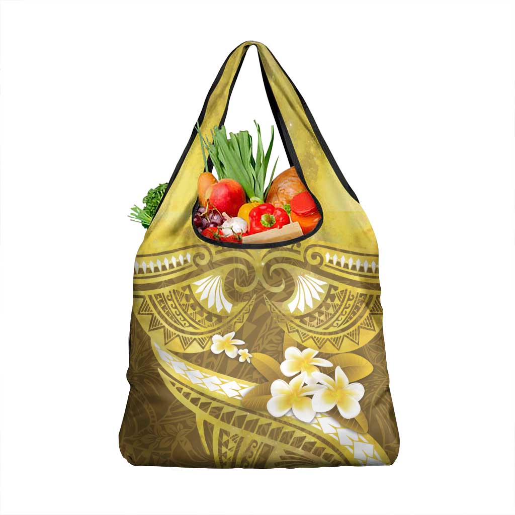 Gold Polynesia Grocery Bag Tribal Pattern Tropical Frangipani LT14 1-pack One Size Gold - Polynesian Pride