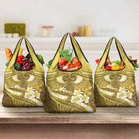 Gold Polynesia Grocery Bag Tribal Pattern Tropical Frangipani LT14 3-pack One Size Gold - Polynesian Pride