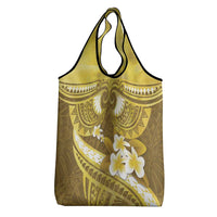 Gold Polynesia Grocery Bag Tribal Pattern Tropical Frangipani LT14 - Polynesian Pride