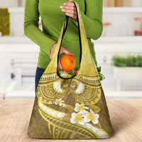 Gold Polynesia Grocery Bag Tribal Pattern Tropical Frangipani LT14 - Polynesian Pride