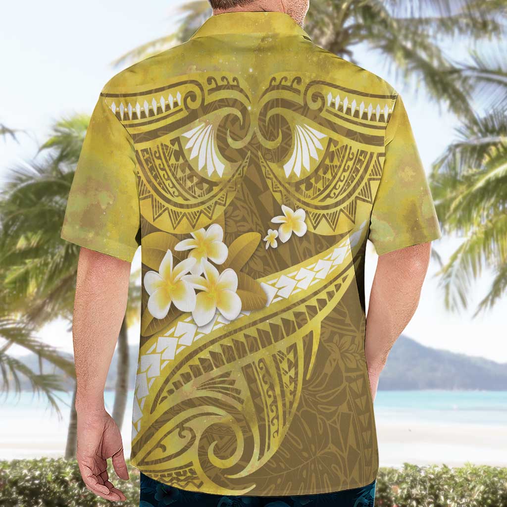 Gold Polynesia Hawaiian Shirt Tribal Pattern Tropical Frangipani LT14 - Polynesian Pride