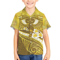 Gold Polynesia Hawaiian Shirt Tribal Pattern Tropical Frangipani LT14 - Polynesian Pride