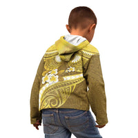 Gold Polynesia Kid Hoodie Tribal Pattern Tropical Frangipani