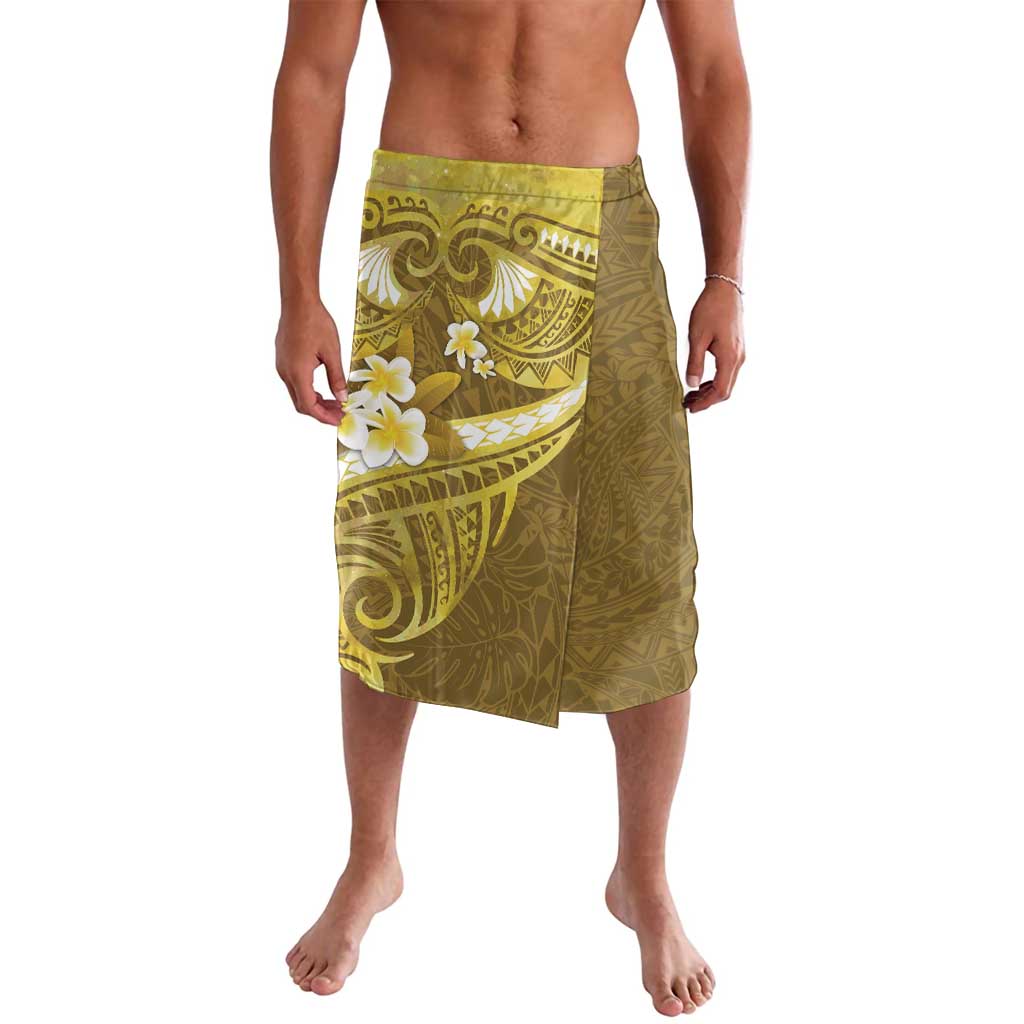 Gold Polynesia Lavalava Tribal Pattern Tropical Frangipani