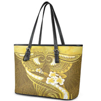 Gold Polynesia Leather Tote Bag Tribal Pattern Tropical Frangipani LT14 - Polynesian Pride