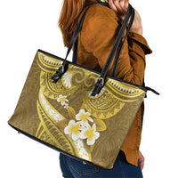Gold Polynesia Leather Tote Bag Tribal Pattern Tropical Frangipani LT14 - Polynesian Pride