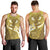 Gold Polynesia Men Tank Top Tribal Pattern Tropical Frangipani