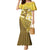 Gold Polynesia Mermaid Dress Tribal Pattern Tropical Frangipani