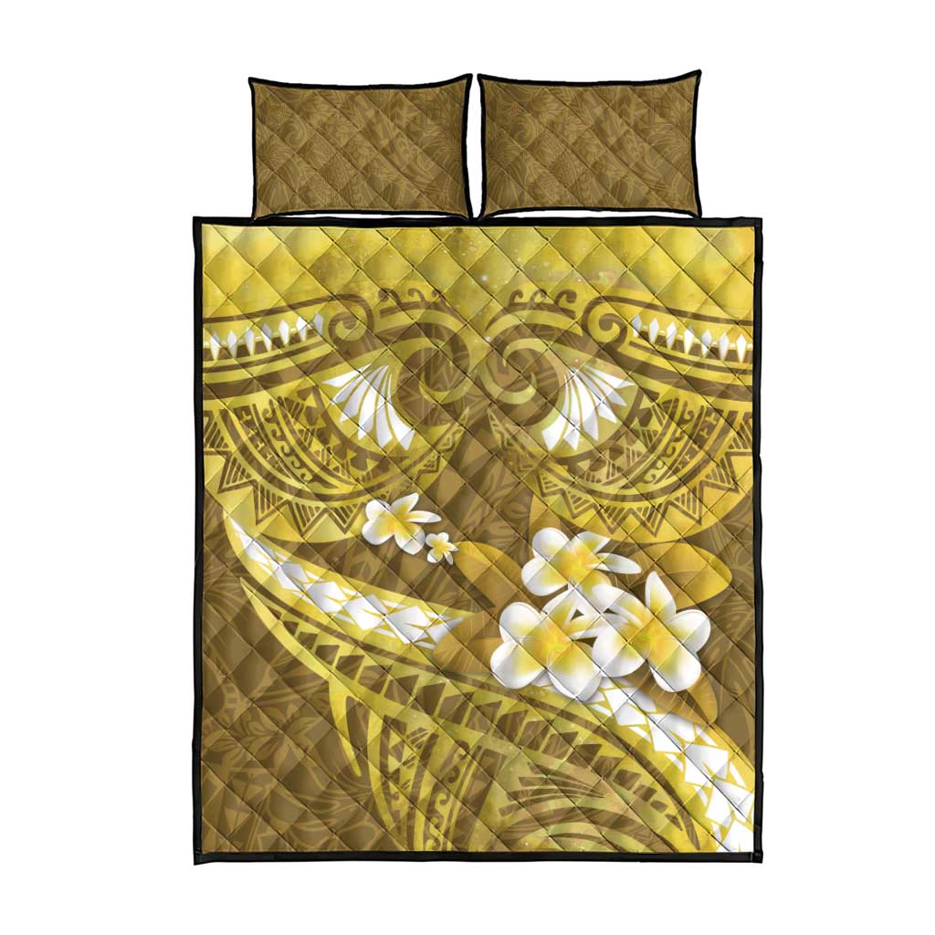 Gold Polynesia Quilt Bed Set Tribal Pattern Tropical Frangipani LT14 - Polynesian Pride